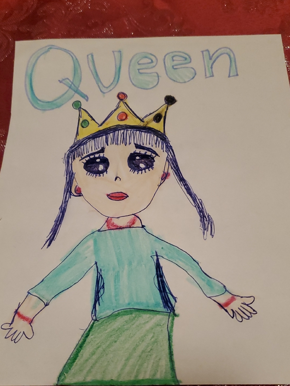 Handdrawn 'Queen' Illustration with Crown